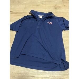 Vintage Bike Atlanta Braves Polo Shirt‎ Mens Large Navy Blue Made in USA MLB